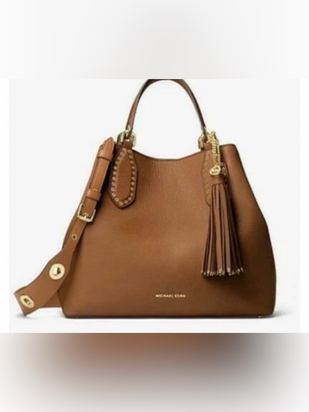 NWT MICHAEL KORS Brooklyn LG Leather Satchel Brown Shoulder/x-body/Handbag Rare!